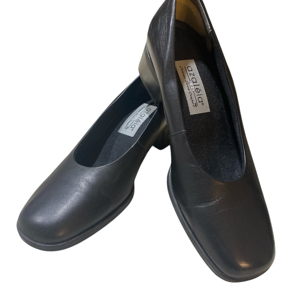Azaleia Common Sense Comfort Shoes Women’s Size 8.5 Black Block Heel Pumps